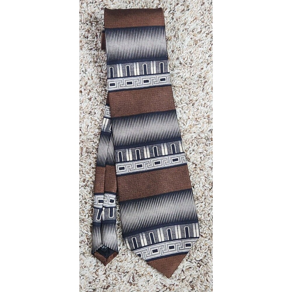 Chez Roffe Brown Tones Silk Necktie Tie